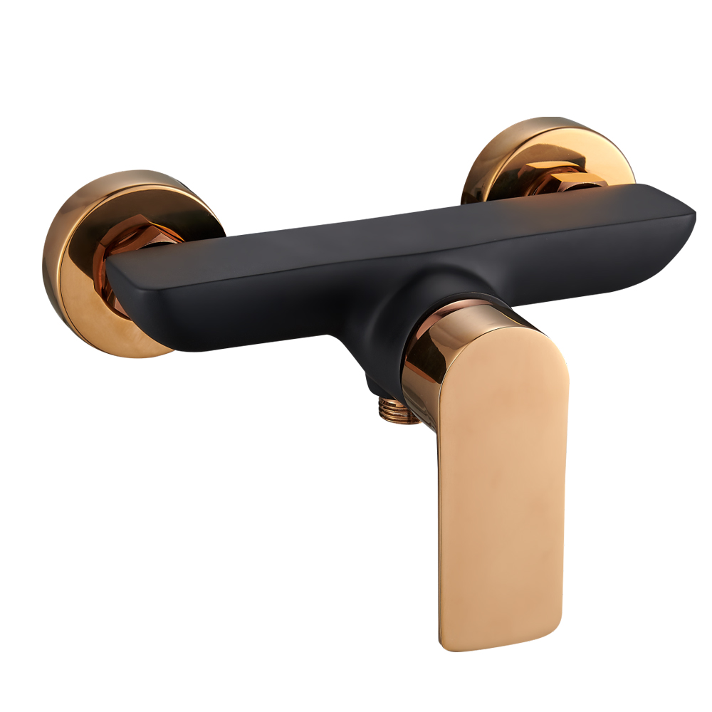 Keran pancuran mandian yang dipasang di dinding emas hitam